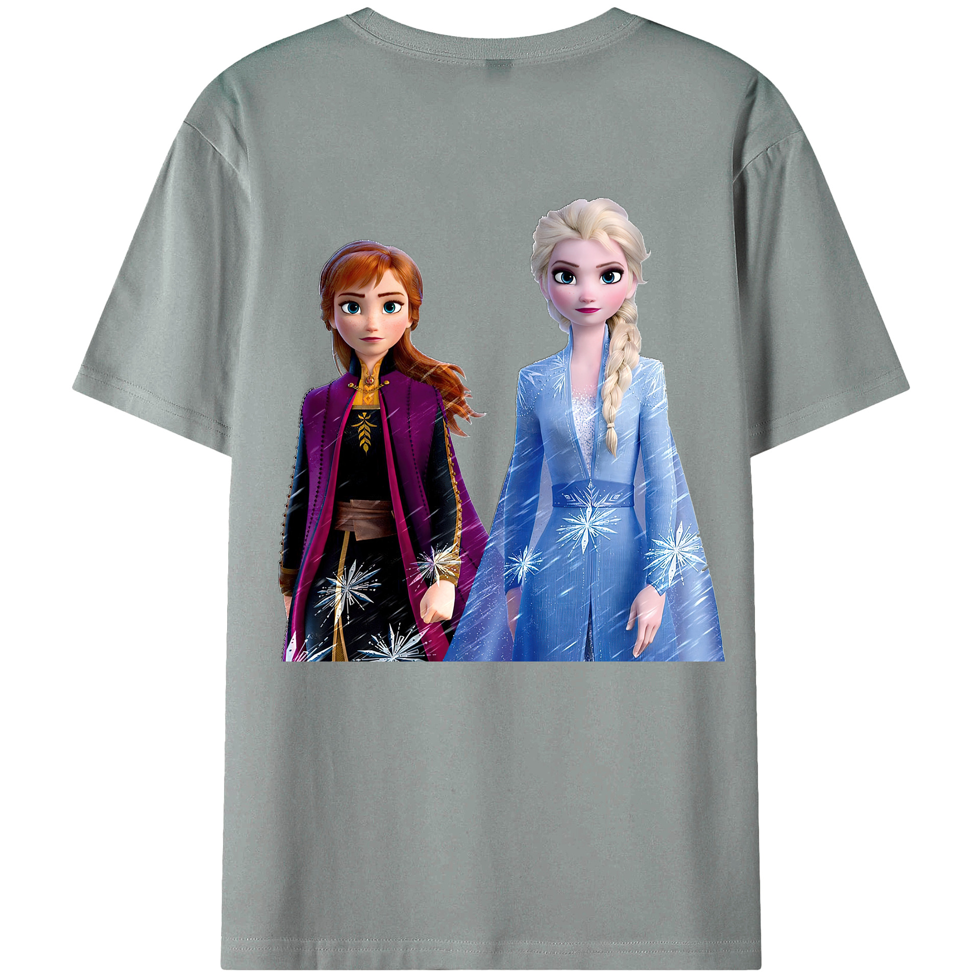 （画像用） アナと雪の女王 アンナ エルサ Frozen Anna Elsa 綿100％ メンズ半袖Tシャツ（バックプリント） 通気性